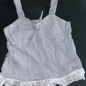 Girls Tank Top with Lace Trimmed Bottom
